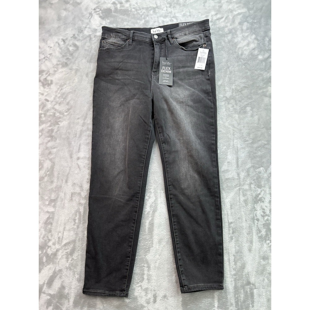New Nicole Miller Womens 12 Black Jean Soho Ankle High Rise Skinny Stretch Flex